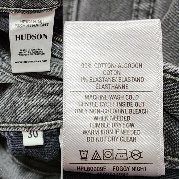 Hudson Black Wash Heidi High Rise Straight Leg Jeans Raw Hem - Picture 5 of 5